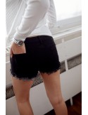 Sommer-Jeansshorts mit Spitze, schwarz L2 - Online-Shop - Boutique